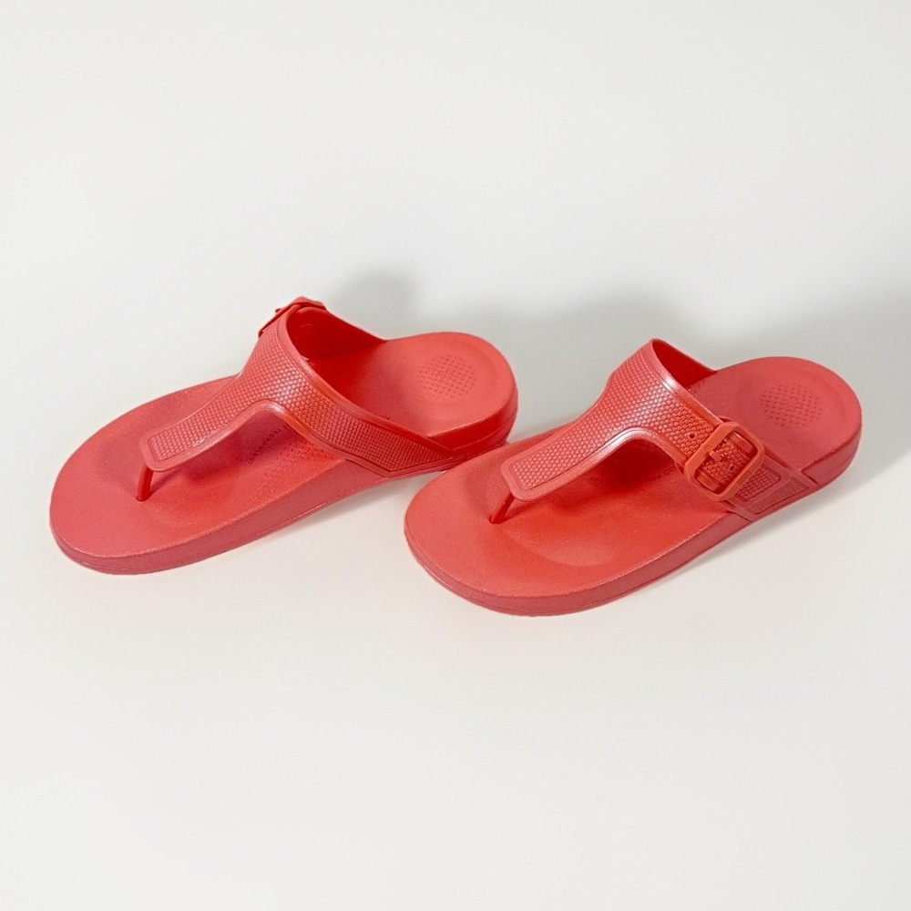 Fitflop Iqushion Buckle Thong Sandal Flip Flop Metallic Coral Beach Casual Sz 6 - Picture 2 of 12
